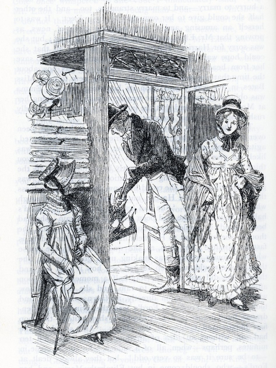 "Emma elmagyarázza, hogy ő szervezi Miss Taylor és Mr. Weston esküvőjét" (illusztráció) alkotó: Hugh Thomson