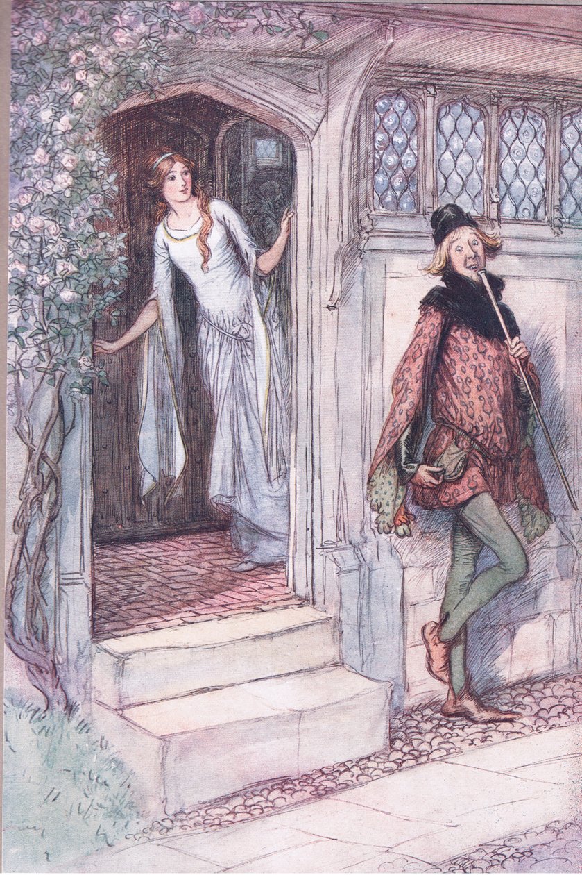 Nem vagyok éhes, köszönöm, illusztráció a Windsori vidám feleségekből, 1910 alkotó: Hugh Thomson