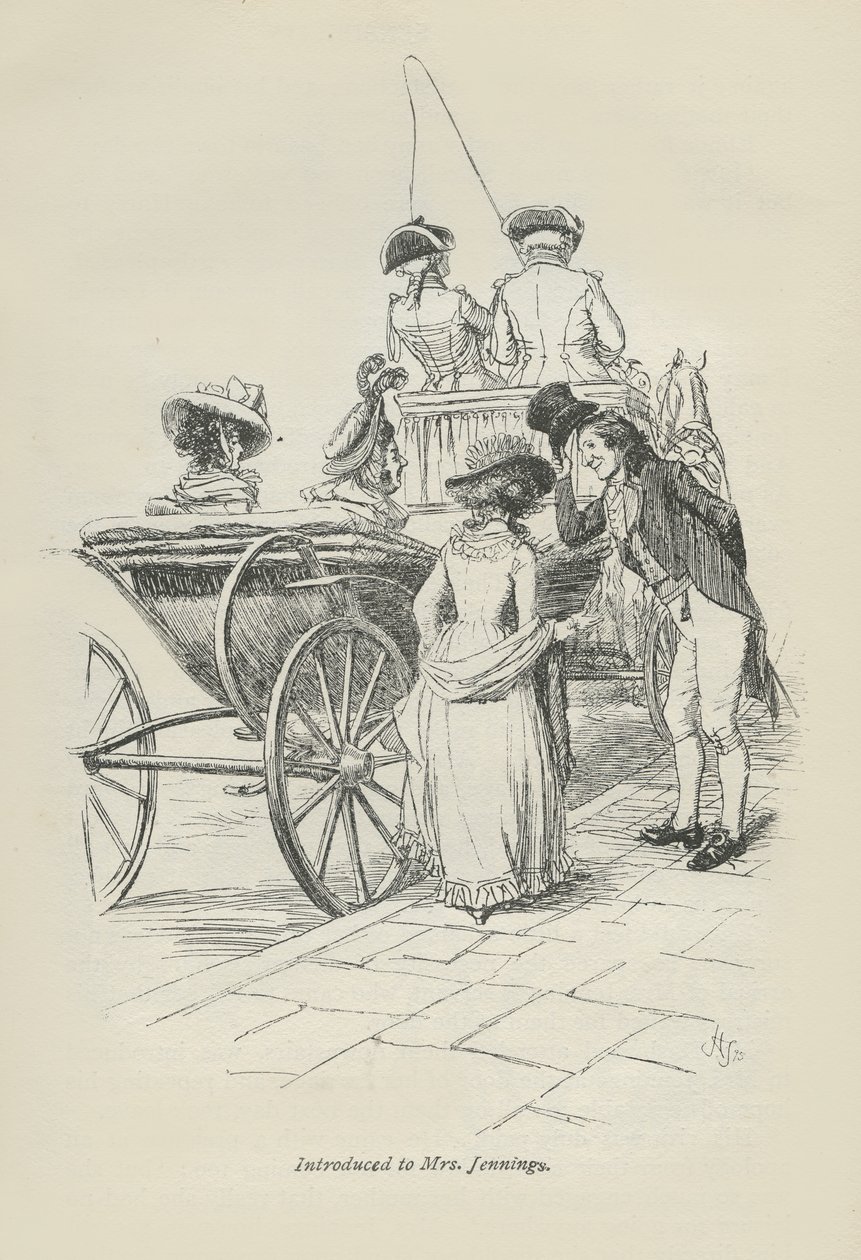 Bemutatták Mrs Jenningsnek, 1896 alkotó: Hugh Thomson