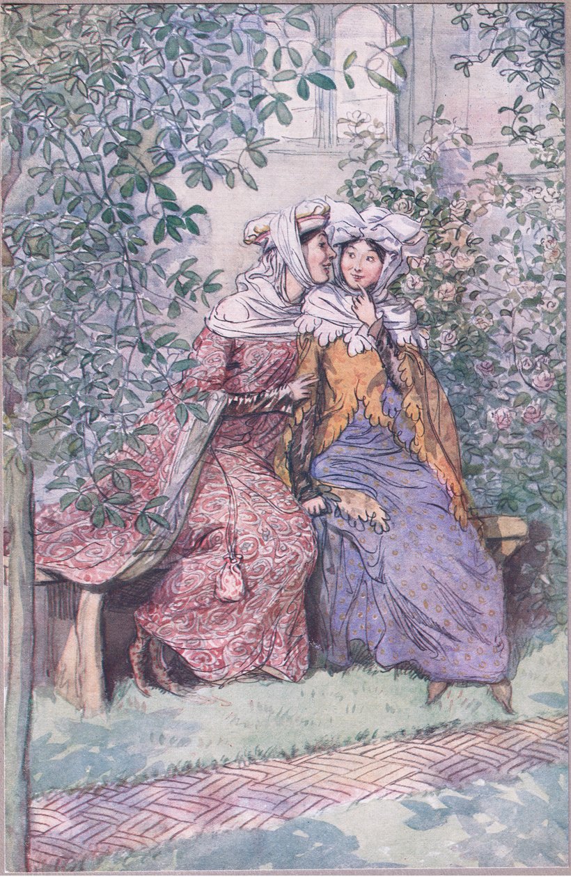 Konzultáljunk együtt e zsíros lovag ellen, illusztráció a Windsori víg feleségekből, 1910 alkotó: Hugh Thomson