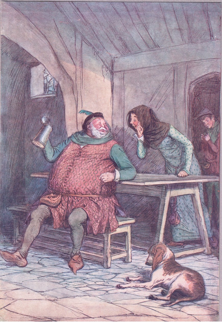 A Marry a rövid és a hosszú , illusztráció a Windsori boldog feleségek című filmből , 1910 alkotó: Hugh Thomson