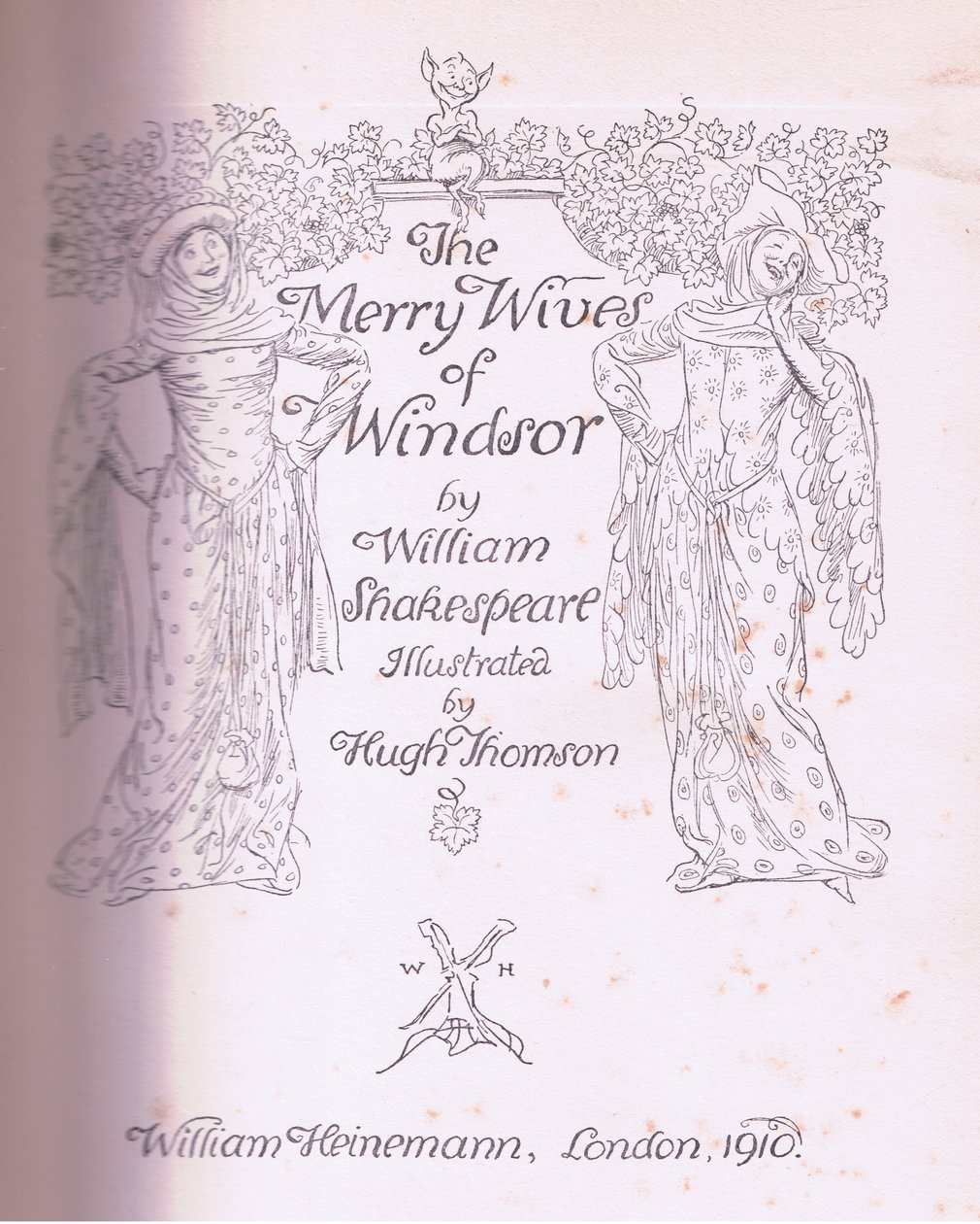Címlapterv, illusztráció a Windsori víg feleségekből, 1910 alkotó: Hugh Thomson