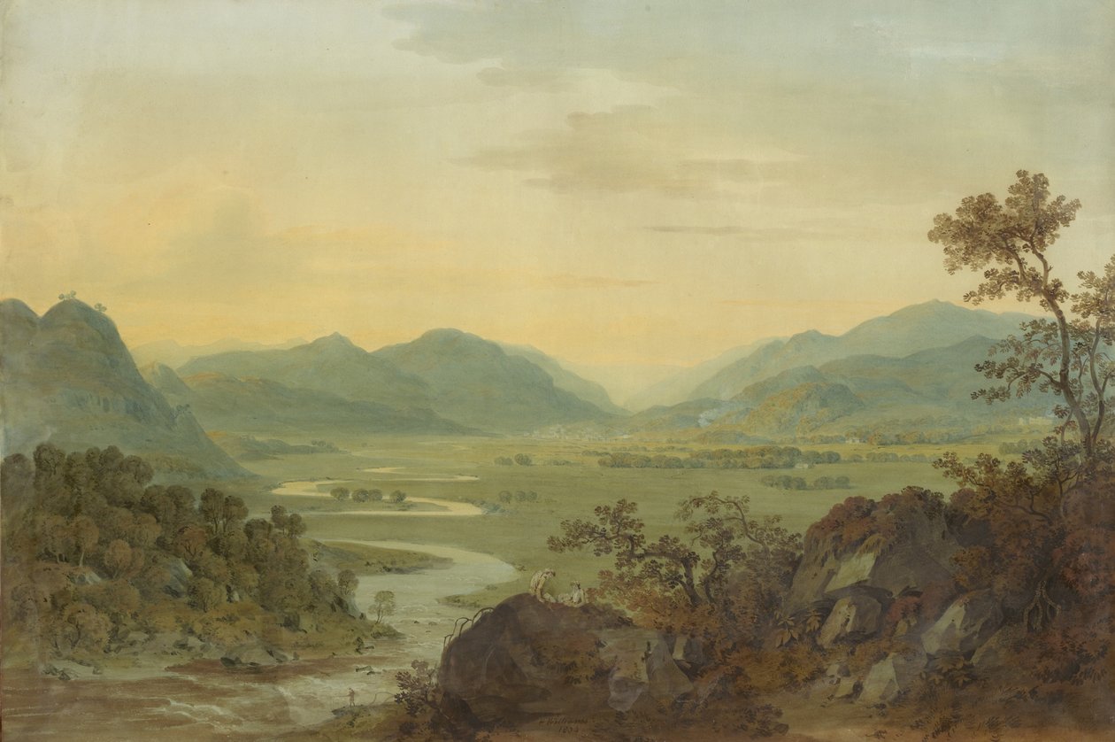 Carne folyó a Loudoun kastélyból, Ayrshire, 1804 alkotó: Hugh William Williams