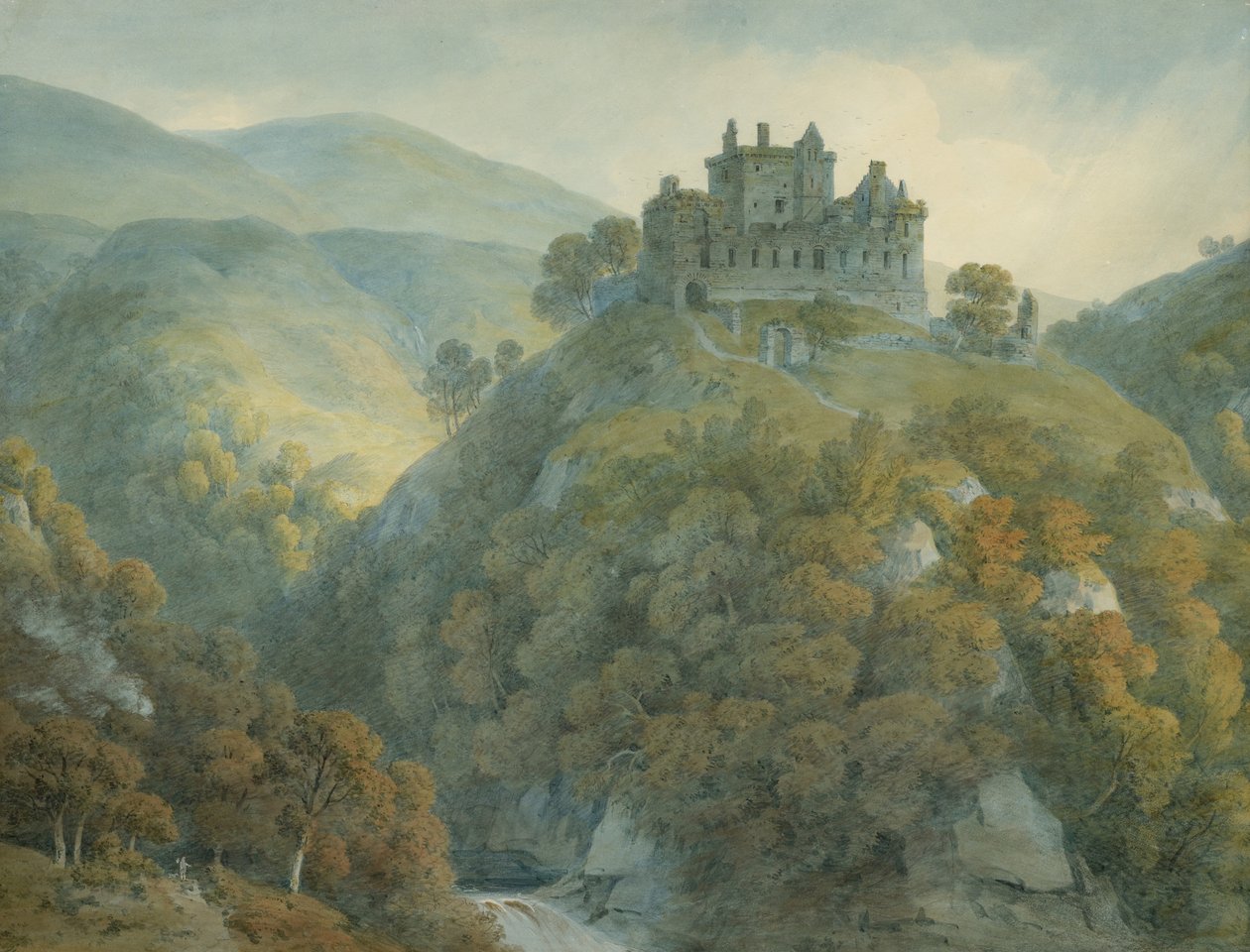Campbell kastély, Clackmannanshire, 1813 alkotó: Hugh William Williams