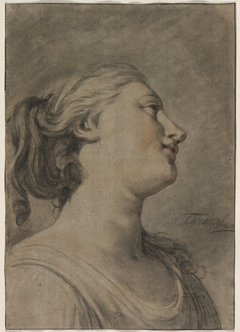Női alak feje profilban, jobbra fordítva, c. 1763-1770. alkotó: Hughes Taraval