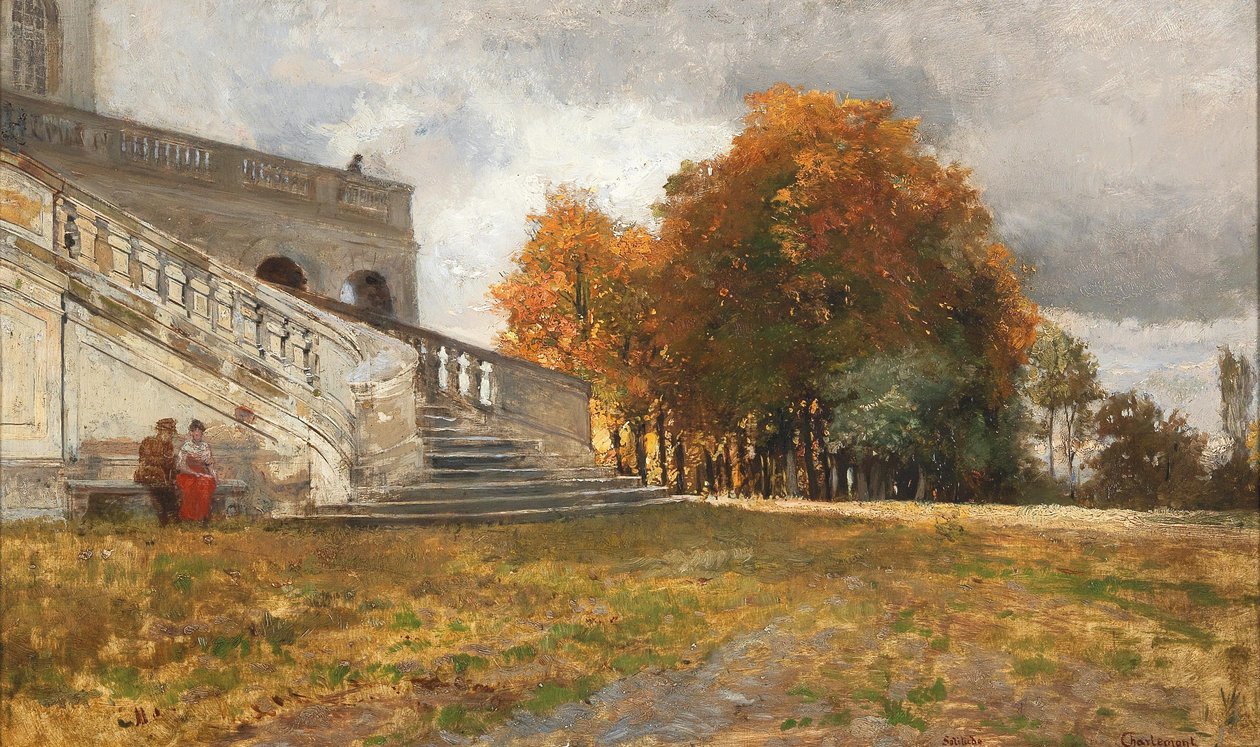 Pihenés a Castle Steps Castle Solitude aljában Baden-Württembergnben alkotó: Hugo Charlemont