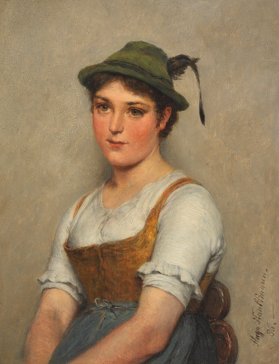 Fiatal lány zöld sapkával alkotó: Hugo Kauffmann