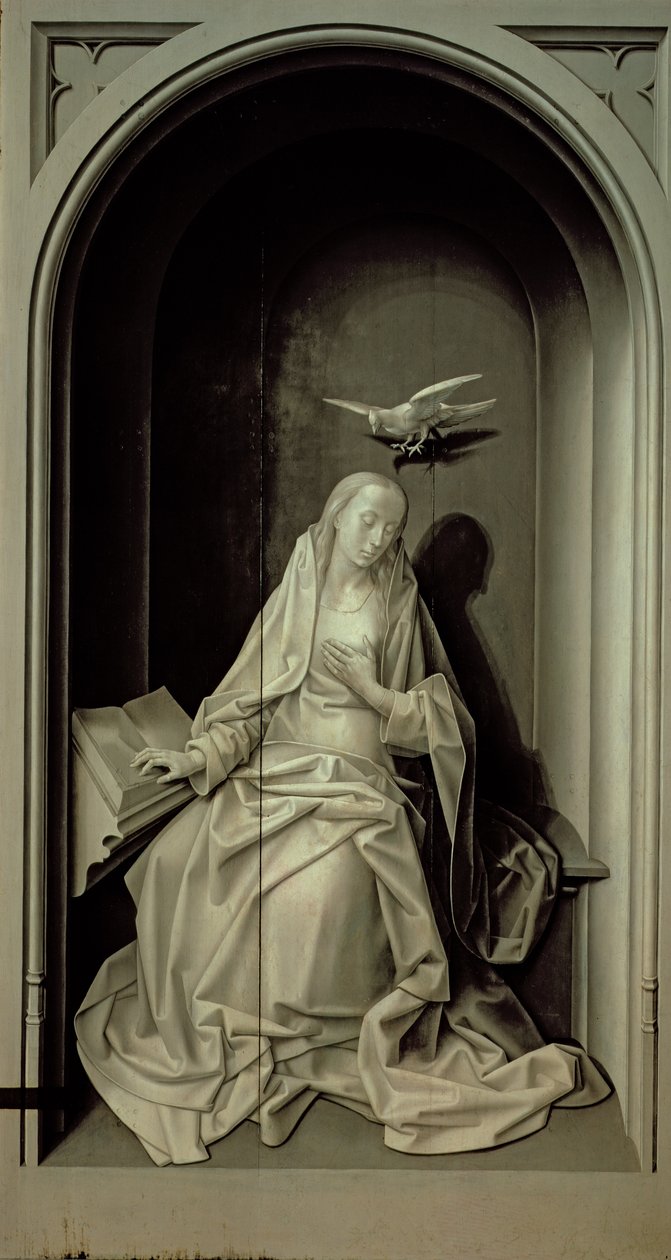 Az Angyali üdvözlet Szűza, a Portinari Triptichonból, 1479 körül alkotó: Hugo van der Goes
