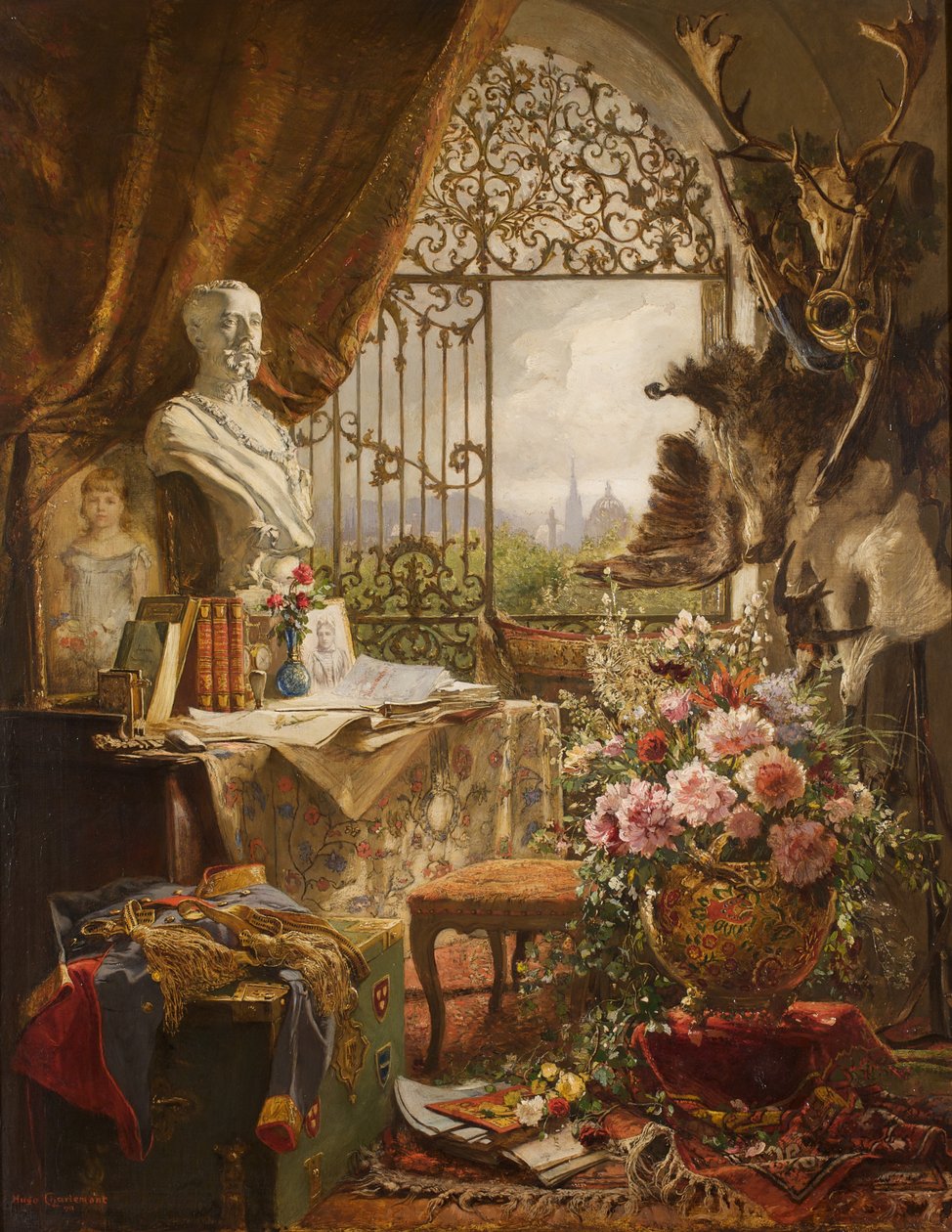 Csendélet Rudolf koronaherceg mellszobrával alkotó: Hugo Charlemont