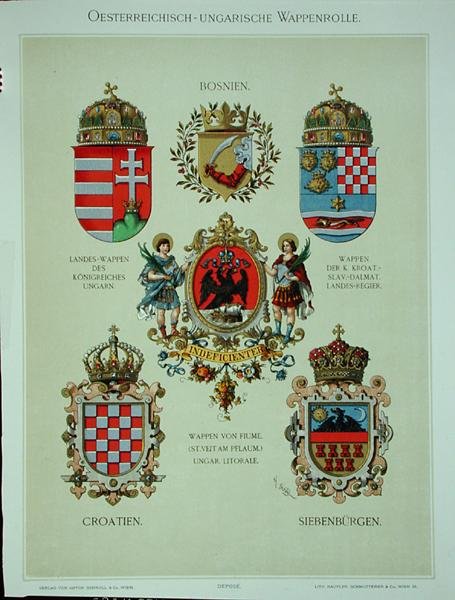 Címerek az Osztrák-Magyar Birodalomból, a művész „Heraldischer Atlas” című művéből alkotó: Hugo Gerard (after) Strohl