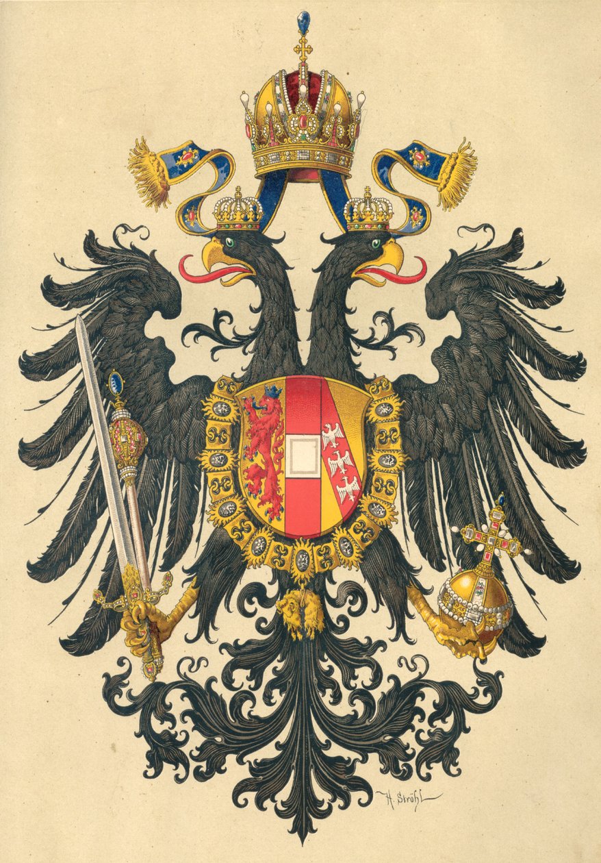 Az Osztrák Birodalom kis címere, 1890. alkotó: Hugo Gerard Strohl
