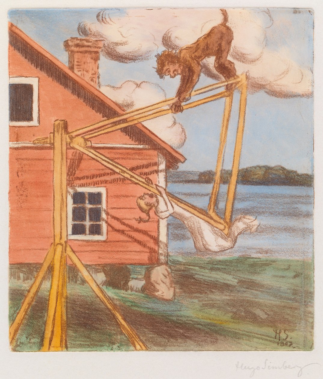 Der Teufel auf der Schaukel alkotó: Hugo Simberg