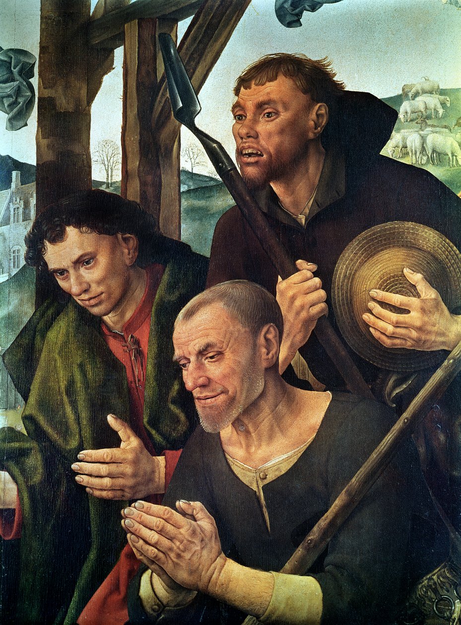 A Pásztorok feje, részlet a Portinari oltárkép központi paneljéről, 1479 körül (9619 részlet) alkotó: Hugo van der Goes
