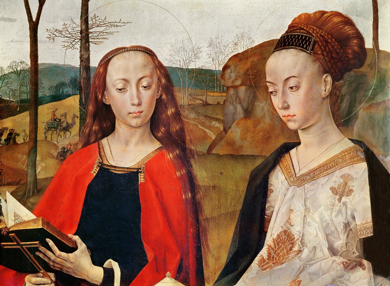 Szent Margit és Szent Mária Magdolna. Részlet a Portinari oltárképből. Kb. 1479. olaj, fa alkotó: Hugo van der Goes