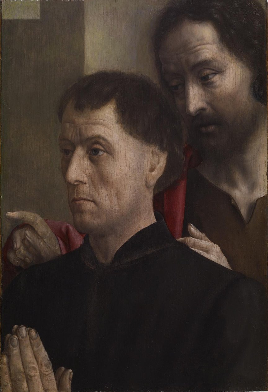 Imádkozó férfi portréja Keresztelő Szent Jánossal, 1475 körül (olaj, tábla) alkotó: Hugo van der Goes