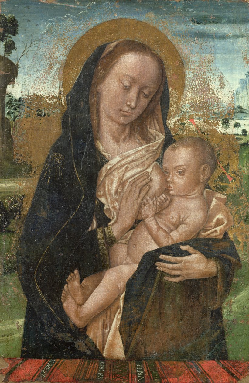 Szűz Mária, aki megnyugtatja a kis Jézust, 1476 után alkotó: Hugo van der studio of Goes