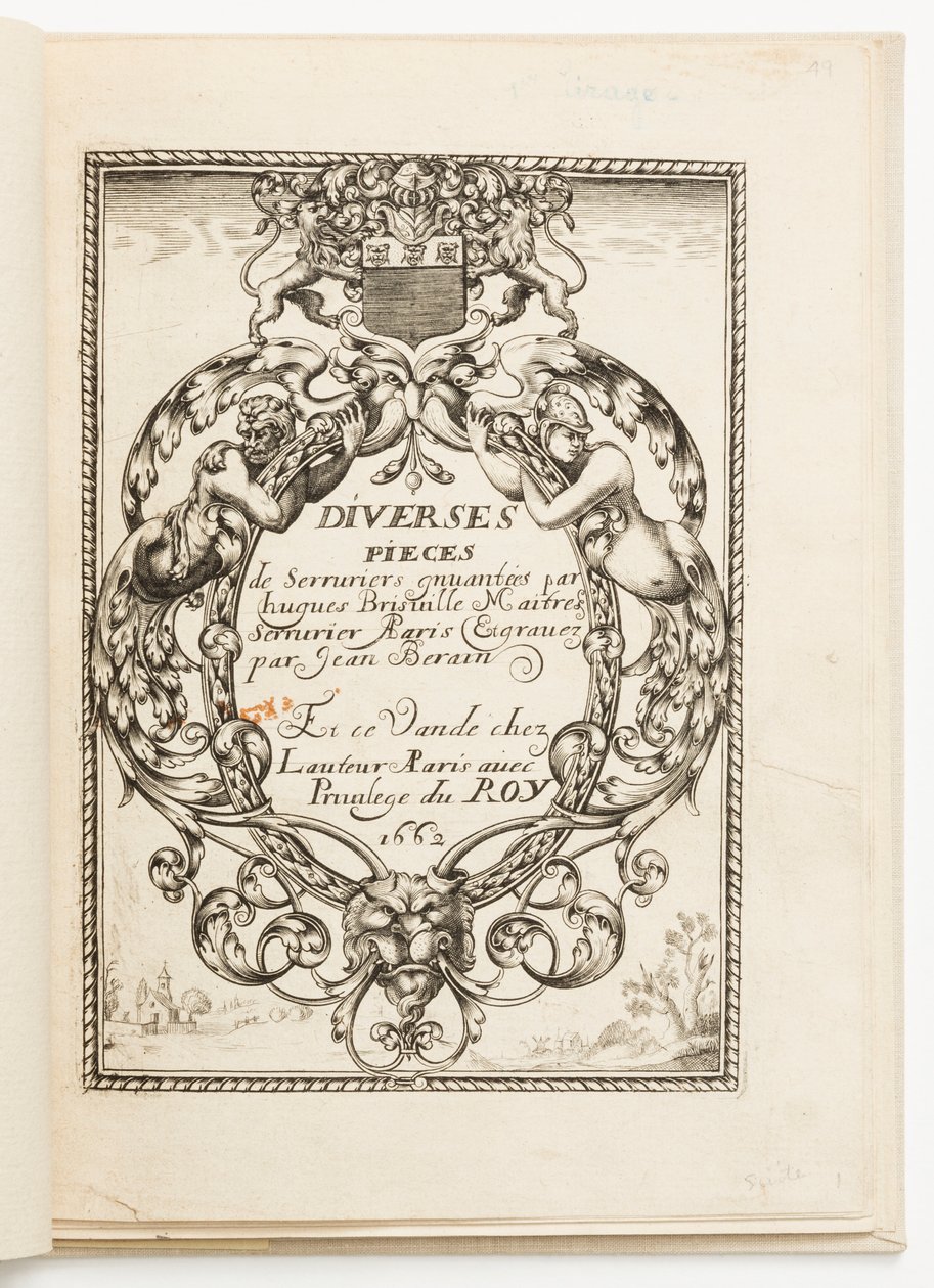 Címlap, a Diverses pièces de serruriers-től (Különféle kivitel lakatosoknak) alkotó: Hugues Brisville