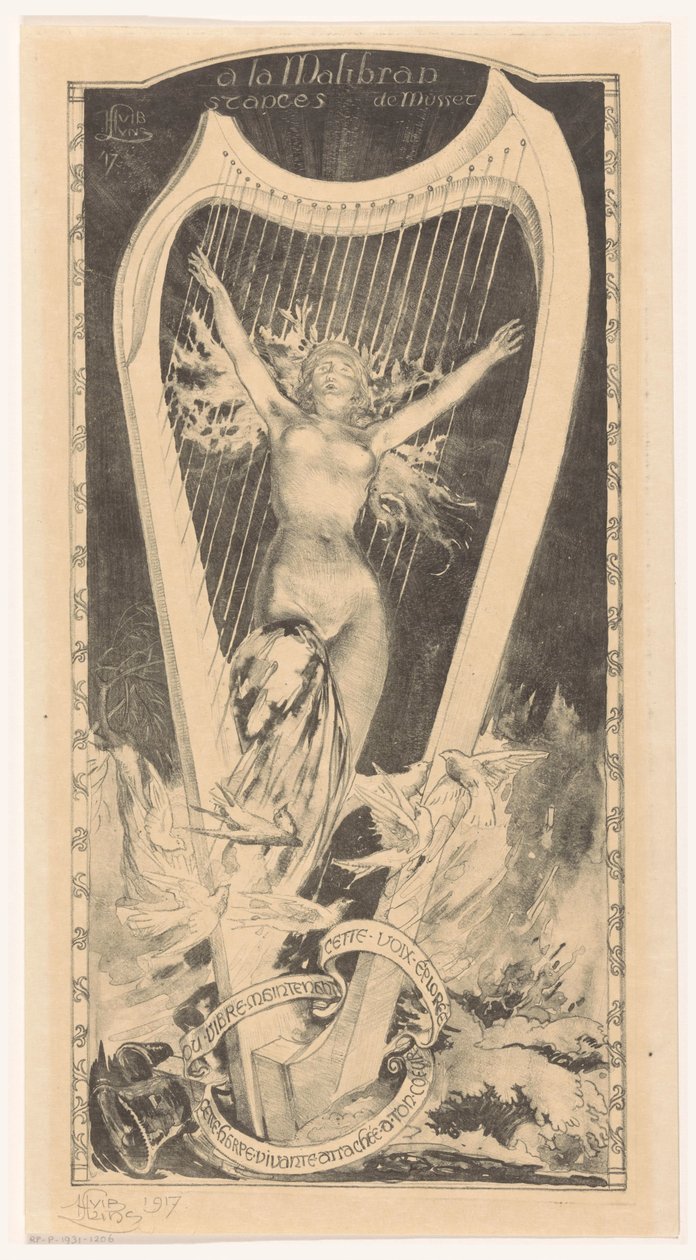 Maria Malibran hárfára la Malibran (cím a tárgyon) alkotó: Huib Luns (signed by artist)