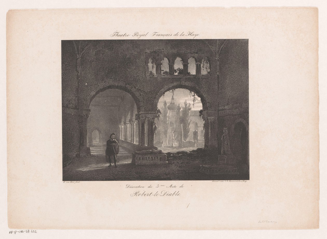 A Robert le diable című opera díszletdarabja Theatre Royal Francais de la Haye (cím a tárgyon) alkotó: Huib van Hove Bz