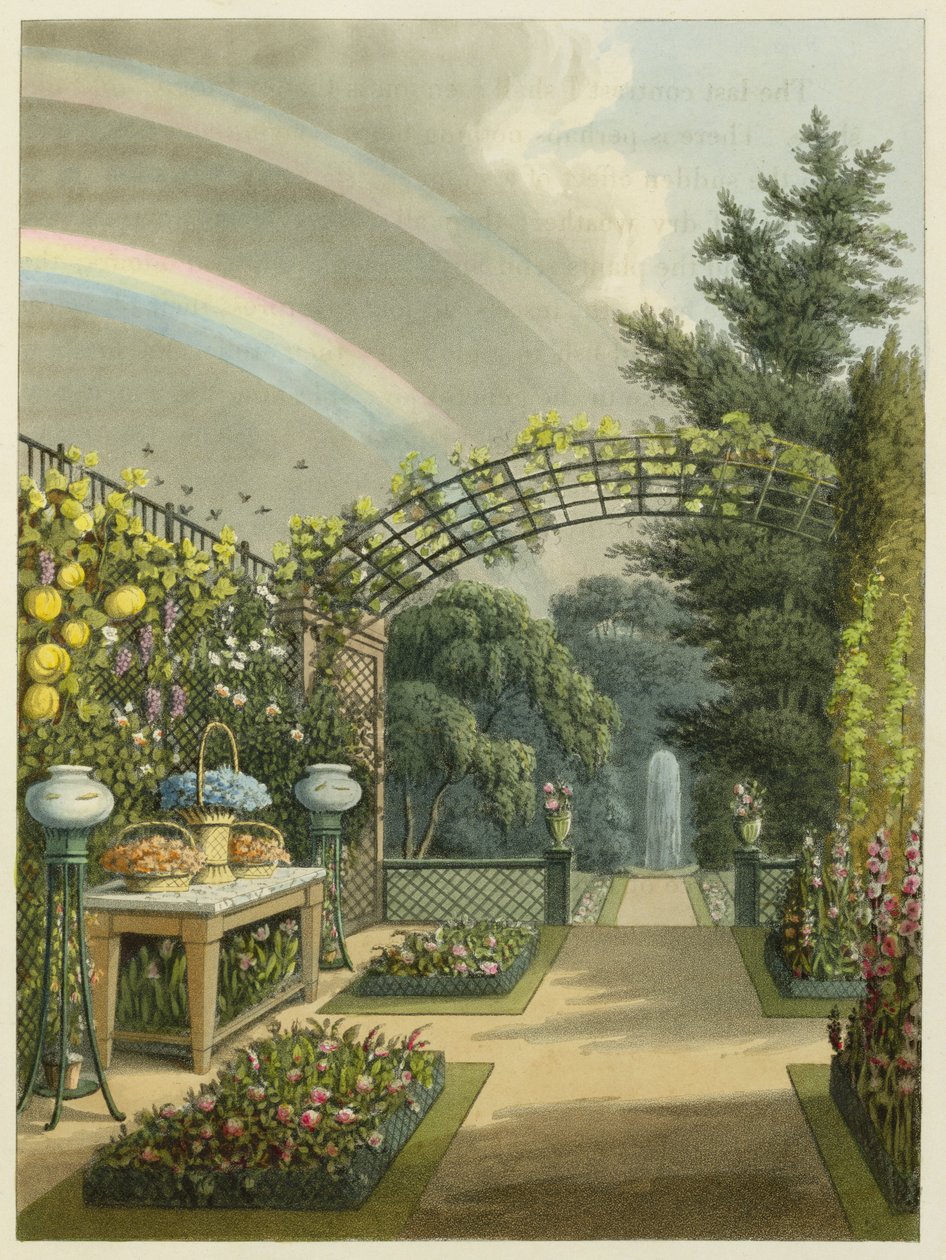 Napfény eső után, a "Töredékek a tájkertészet elméletéről és gyakorlatáról", pub. 1816 alkotó: Humphry Repton