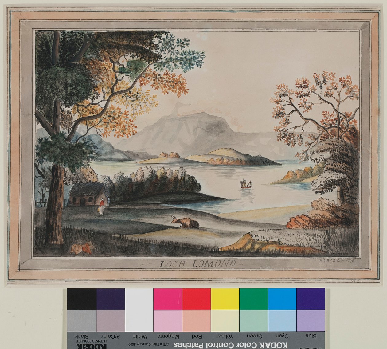 Loch Lomond (akvarell papíron) alkotó: Humphry Davy