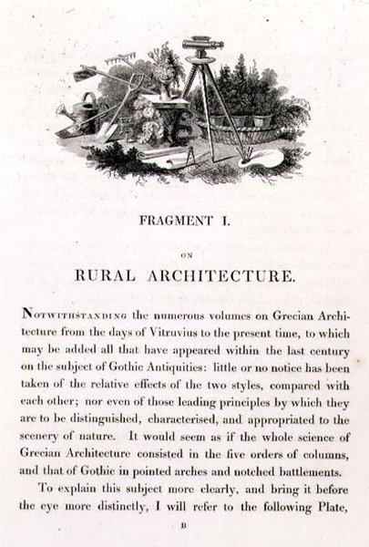 Illusztráció a "Töredékek a tájkertészet elméletéről és gyakorlatáról", pub. 1816 (litó) alkotó: Humphry Repton