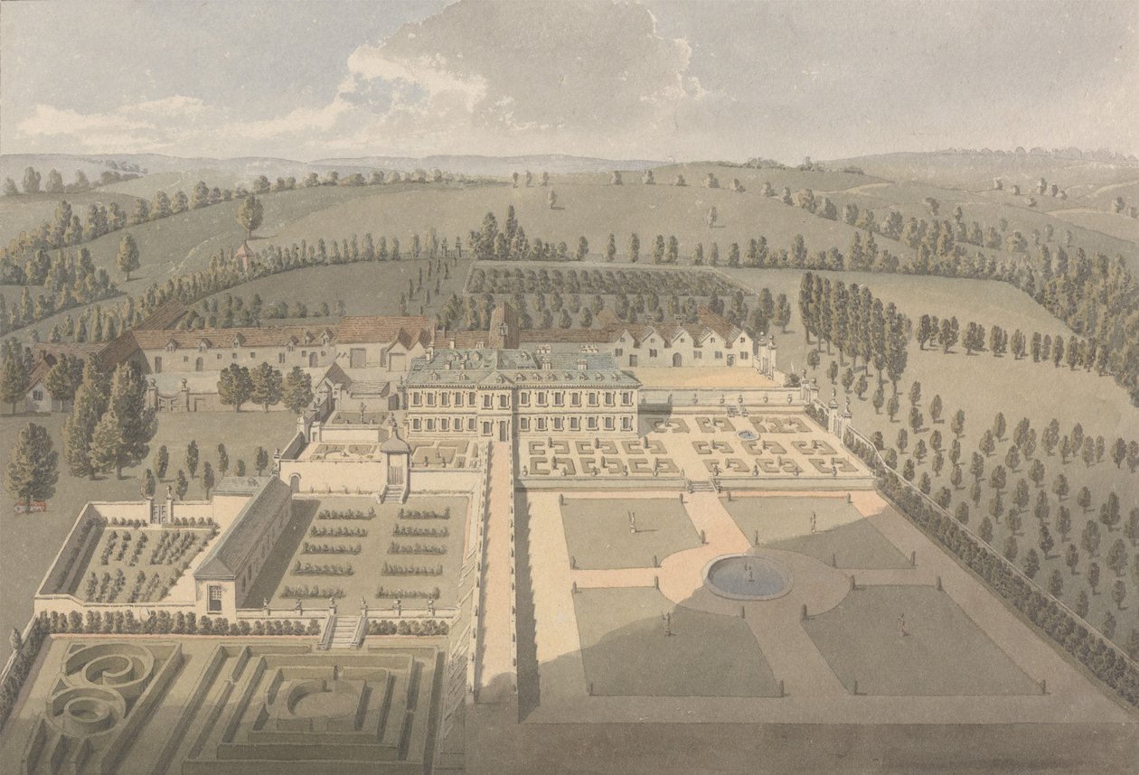Sarsden ház és kertek, Oxfordshire: Madártávlat alkotó: Humphry Repton