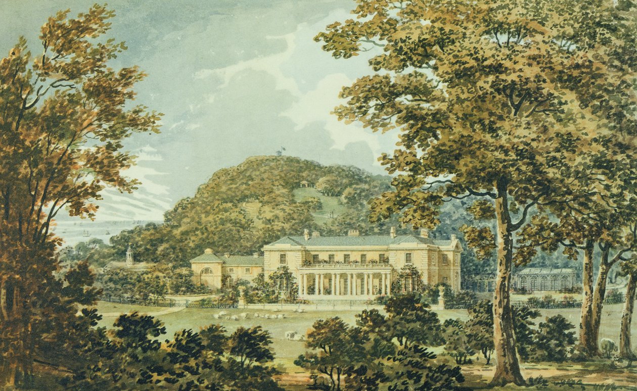 A déli front a keleti front perspektívájával, az Antony-ház Vörös Könyvéből, 1812 körül alkotó: Humphry Repton