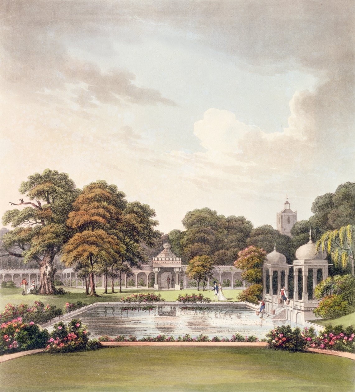 Kilátás a kupolából, Brighton Pavilon, vésette Joseph Constantine Stadler (fl.1780-1812), megjelent 1808 alkotó: Humphry Repton