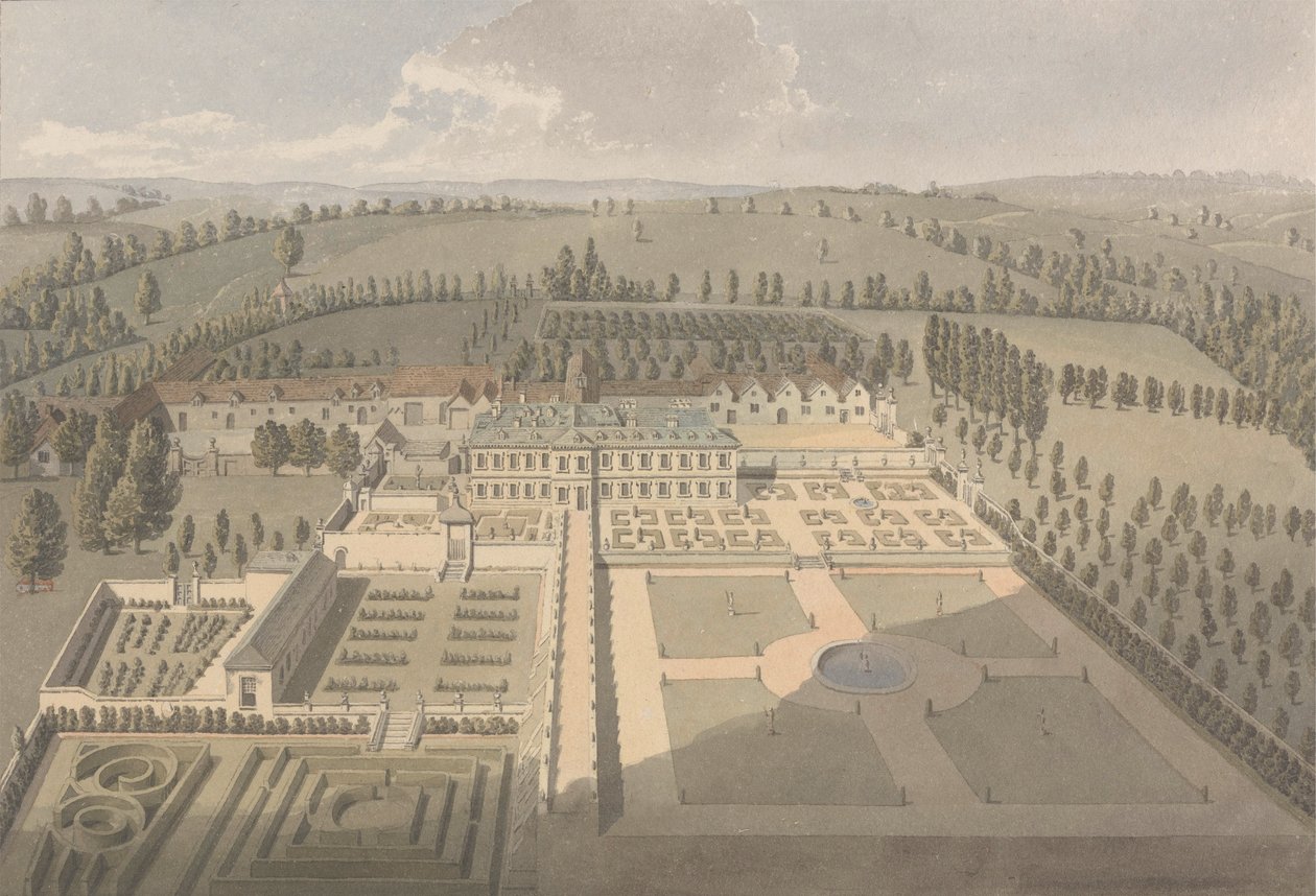Sarsden kilátása (wc grafit felett, papíron) alkotó: Humphry Repton