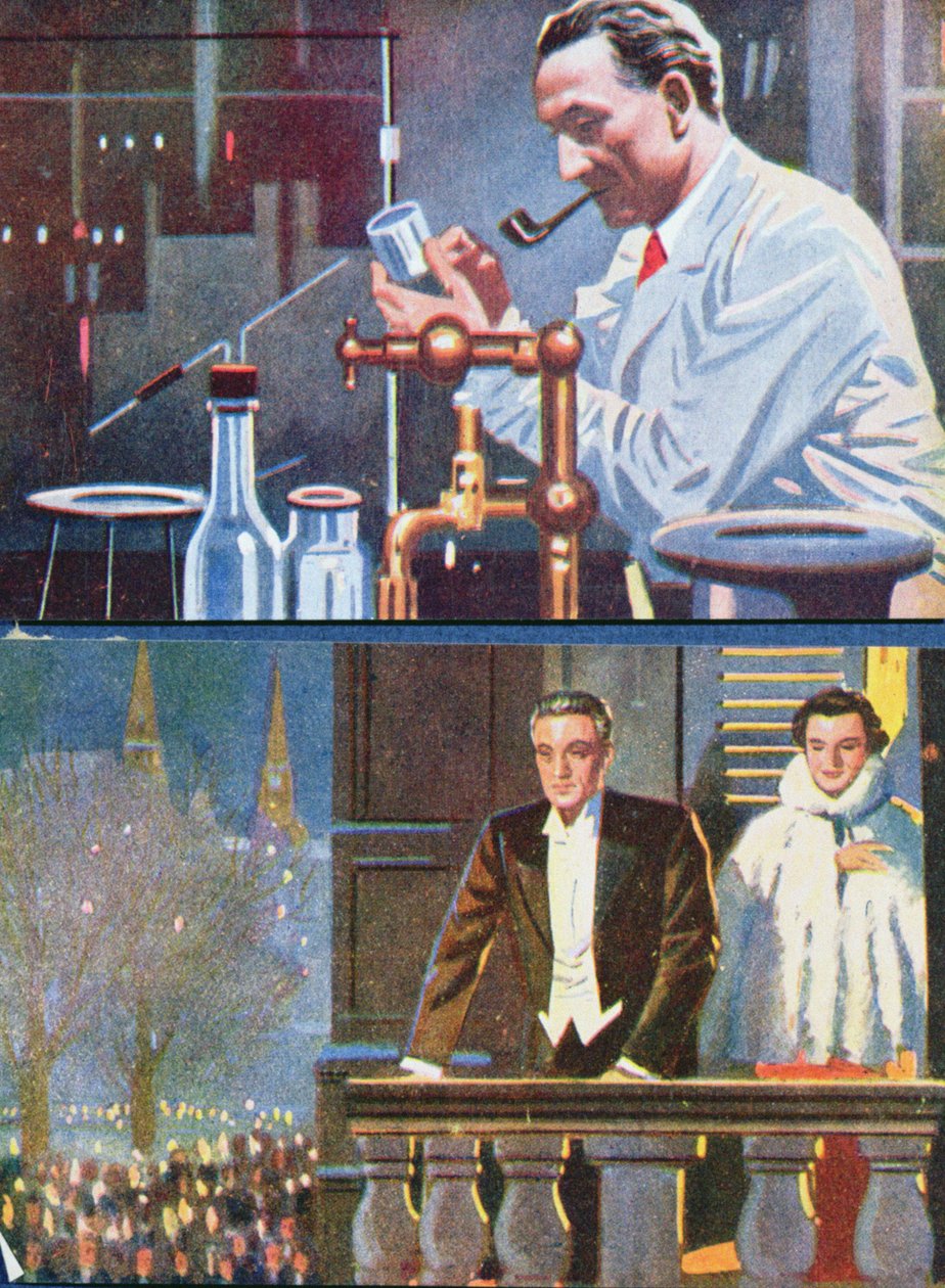 Szent-Györgyi Albert (1893-96) a laboratóriumában, és 1937-ben ünnepli Nobel-díját alkotó: Hungarian School