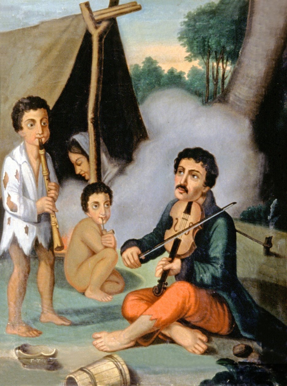 Zenész cigánycsalád, 1880-1900 körül (festmény) alkotó: Hungarian School