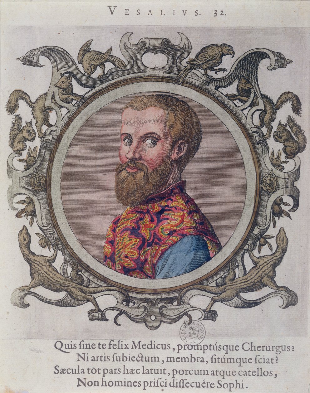 Andreas Vesalius (1514-64) portréja a Recueil des Portraits de Medecins-ből, Sambucus magyar orvostól, 1574 alkotó: Hungarian School