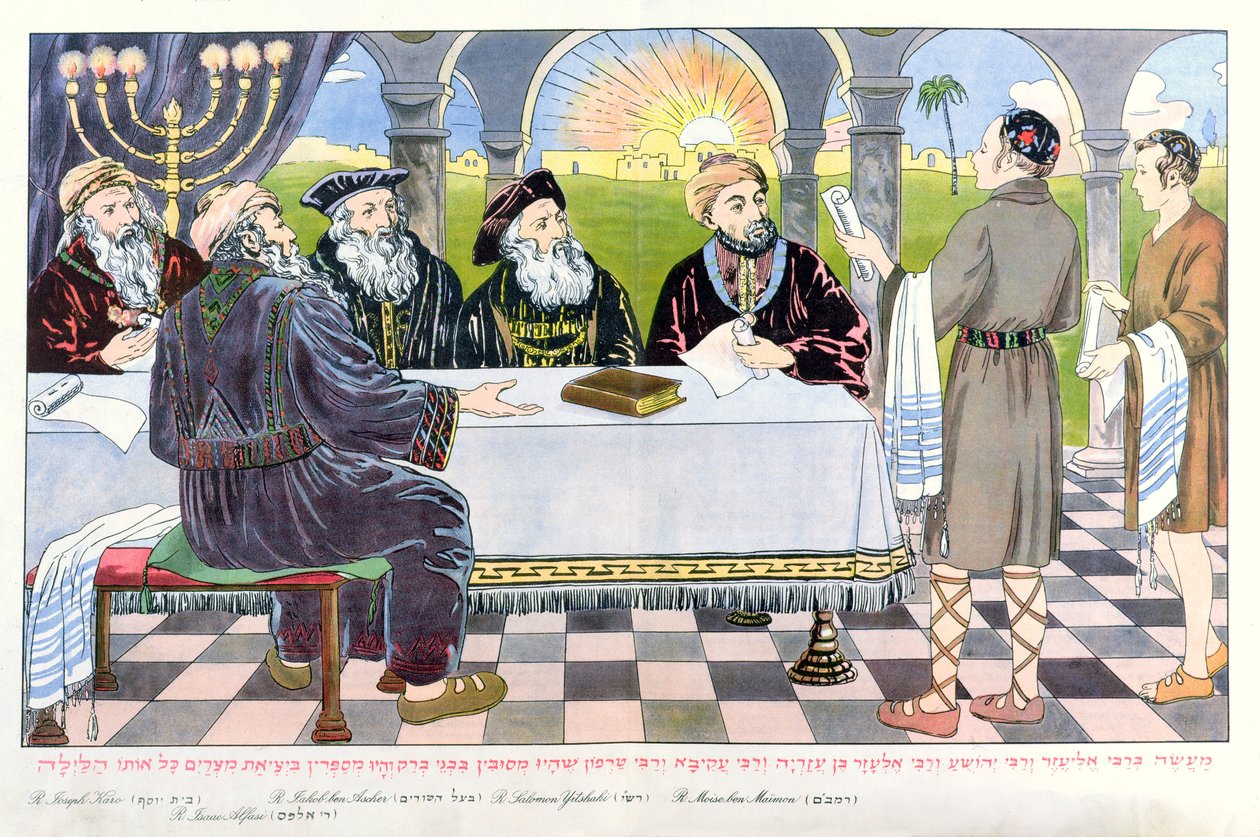 Ismerősök Maimonidész asztalánál, a húsvéti Haggadából alkotó: Hungarian School