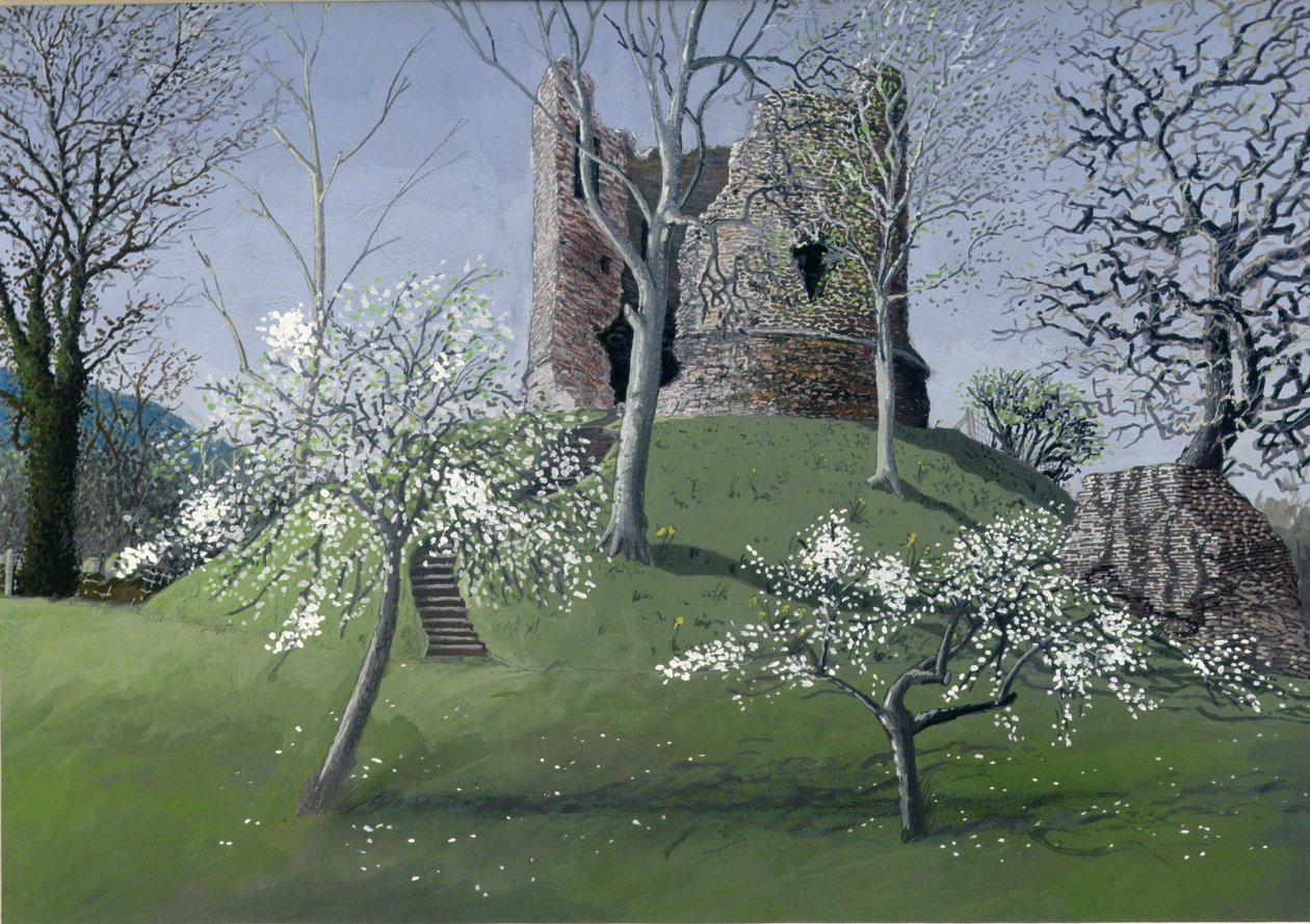 Longtown kastély, 1992 (gouache a kártyán) alkotó: Huw S. Parsons