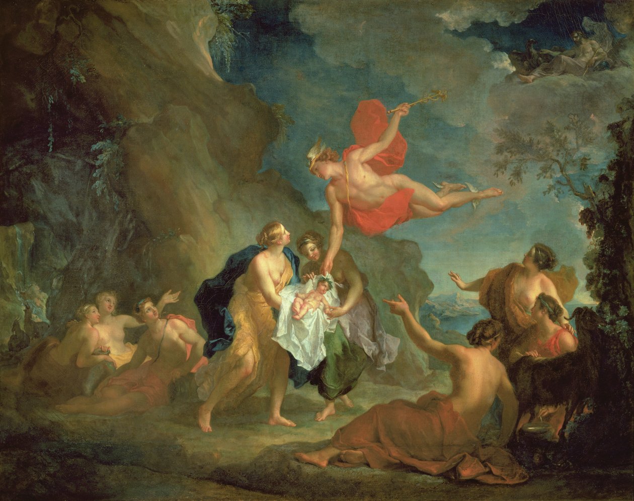 A Bacchus csecsemőt Merkúr szállította a nimfáknak Naxos szigetén alkotó: Hyacinthe Collin de Vermont