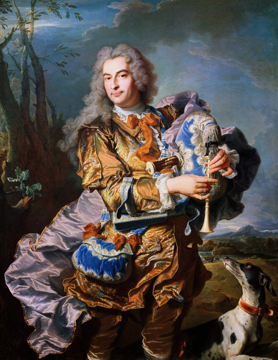 Gaspard de Gueidan dudán játszik, 1735 körül, Hyacinthe Rigaud (1659-1743), olaj, vászon. Részlet. Franciaország alkotó: Hyacinthe Francois Rigaud