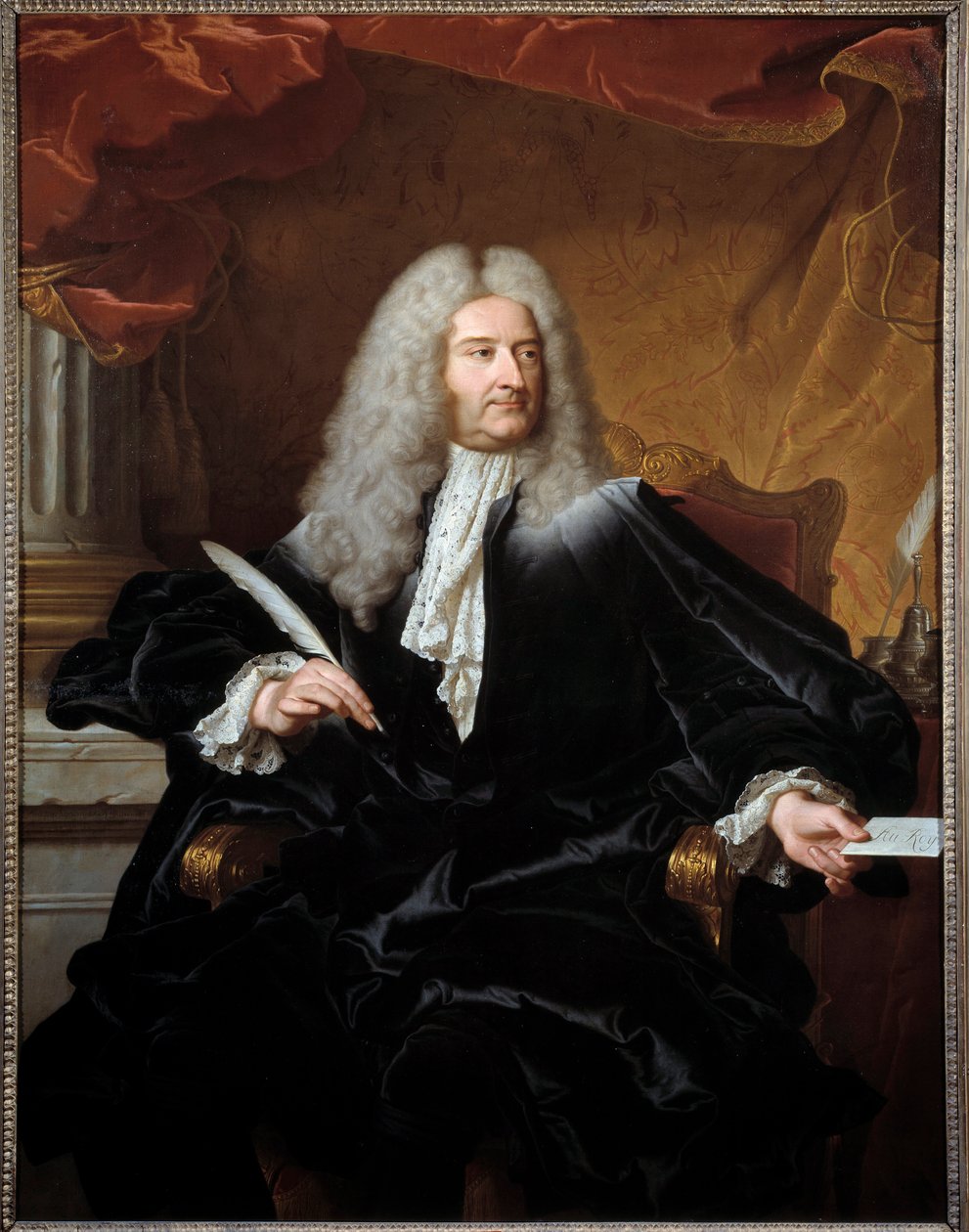 Louis Germain de Chauvelin (1685-1762), de Grosbois márki, külügyi államtitkár portréja, valamint a pecsétek gárdája Hyacinthe Rigaud festménye (1659-1743) 1727 V. 1,11x1,46 m Toulouse Augustins Múzeum - Louis Germain de Ch. portréja alkotó: Hyacinthe Francois Rigaud
