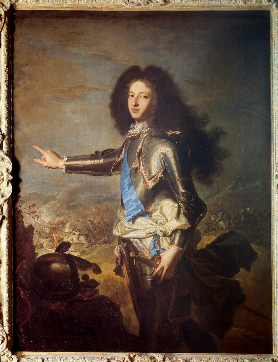 Lajos francia (1682-1712) burgundi herceg, XV. Lajos apja portréja. Hyacinthe Rigaud (1659-1743) festménye. 18. század. Homályos. 1,29 x 0,98 m. alkotó: Hyacinthe Francois Rigaud