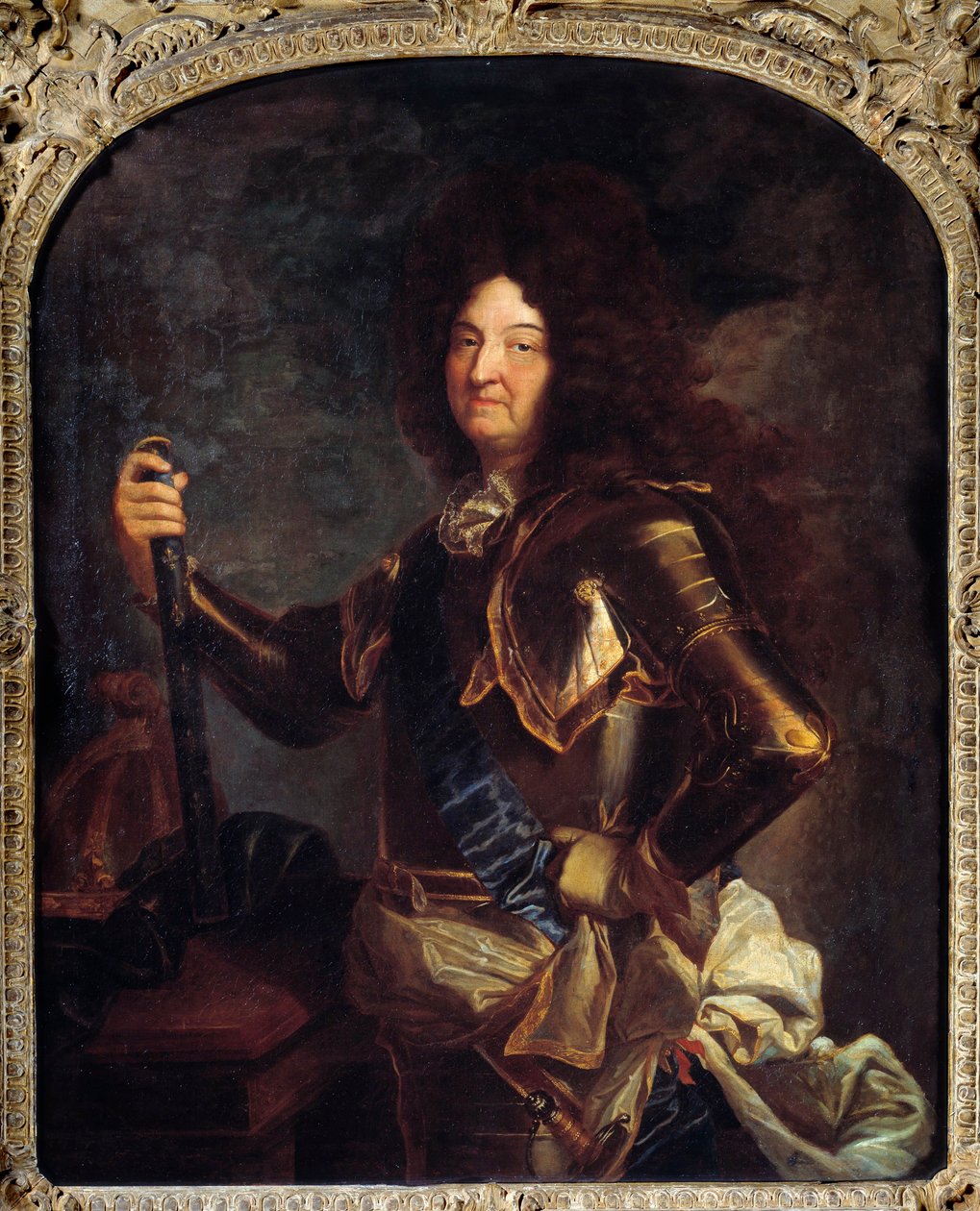 XIV. Lajos francia király portréja (1638-1715), páncélban Hyacinthe Rigaud (1659-1743) festménye 18. század V. 2,21x1,3 m alkotó: Hyacinthe Francois Rigaud