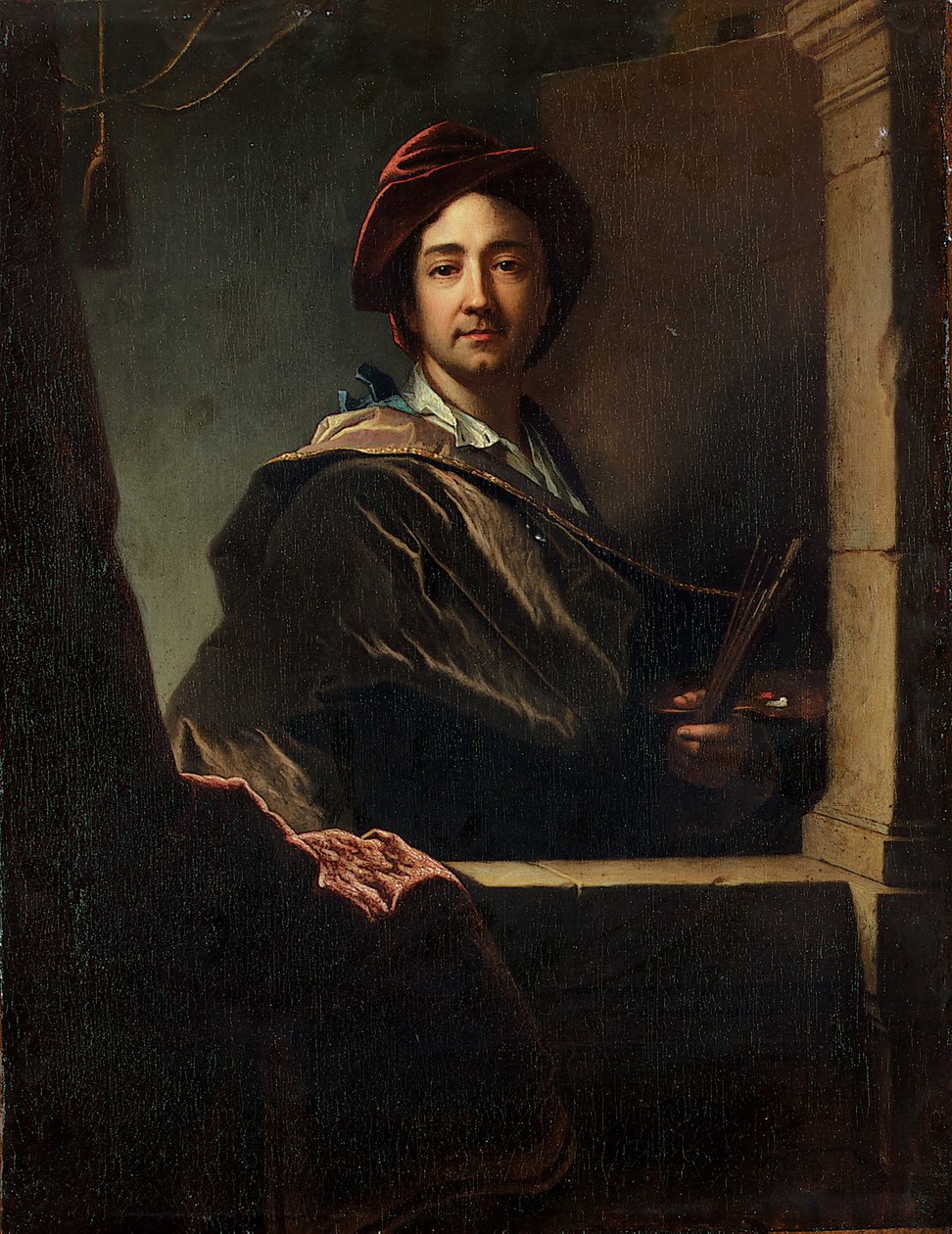 A művész portréja, félhosszú, toknál, 1712 alkotó: Hyacinthe Francois Rigaud