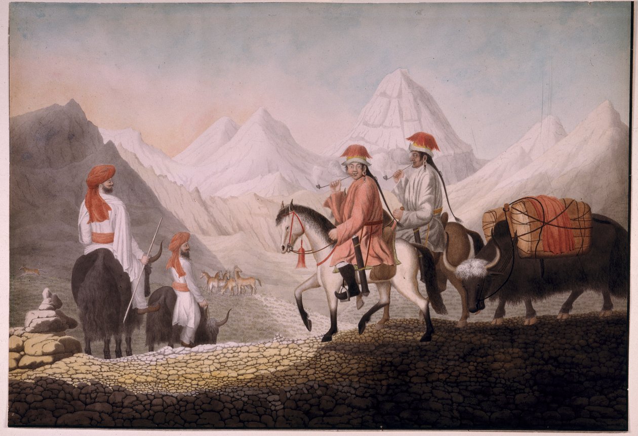 William Moorcroft és Hallományok a Mansarovar-tóhoz vezető úton (Tibet) 1812 (akvarell papíron) alkotó: Hyder Jung Hearsey
