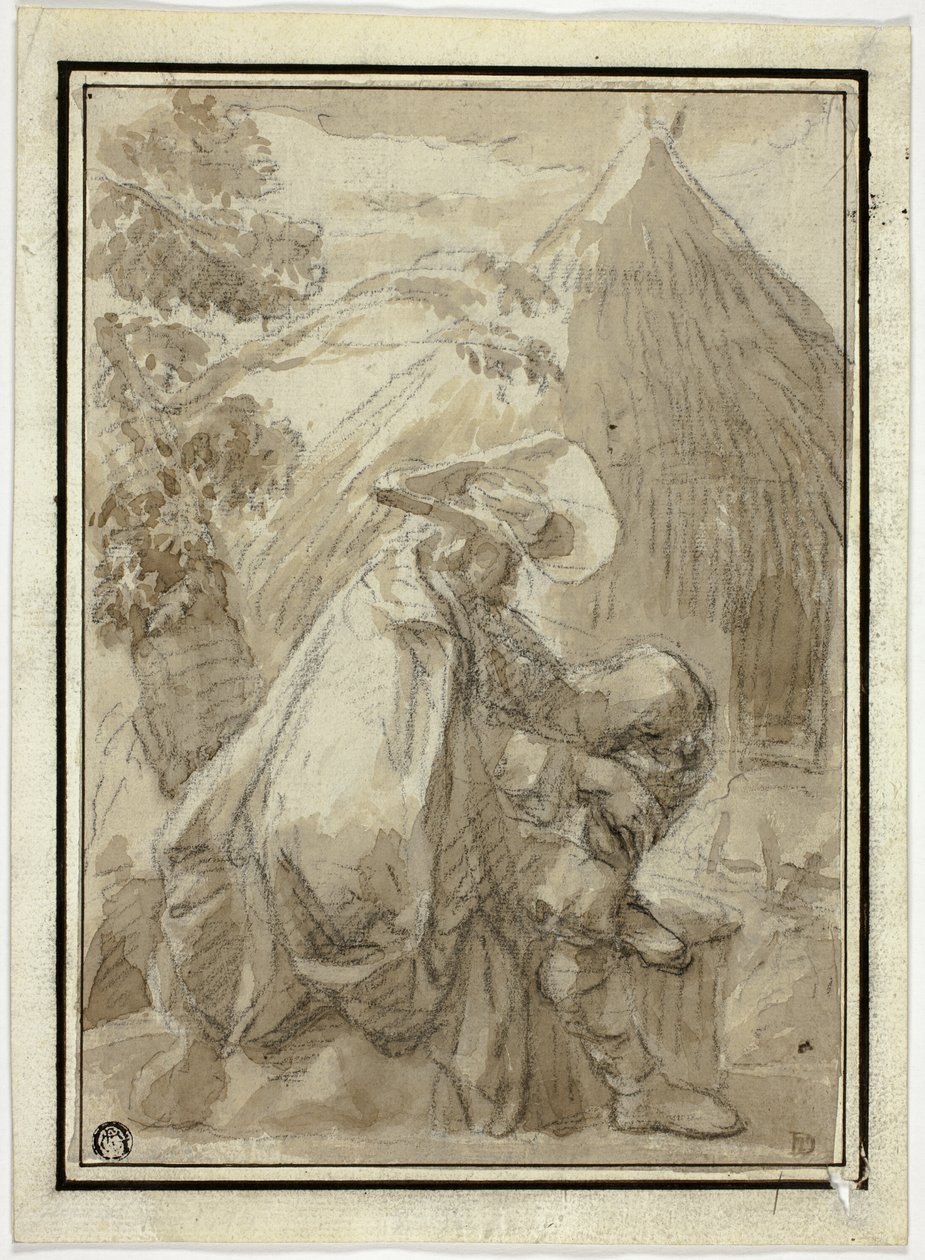 Ülő férfi köpenyben a Thatched Hut által alkotó: III Follower of Herman Saftleven