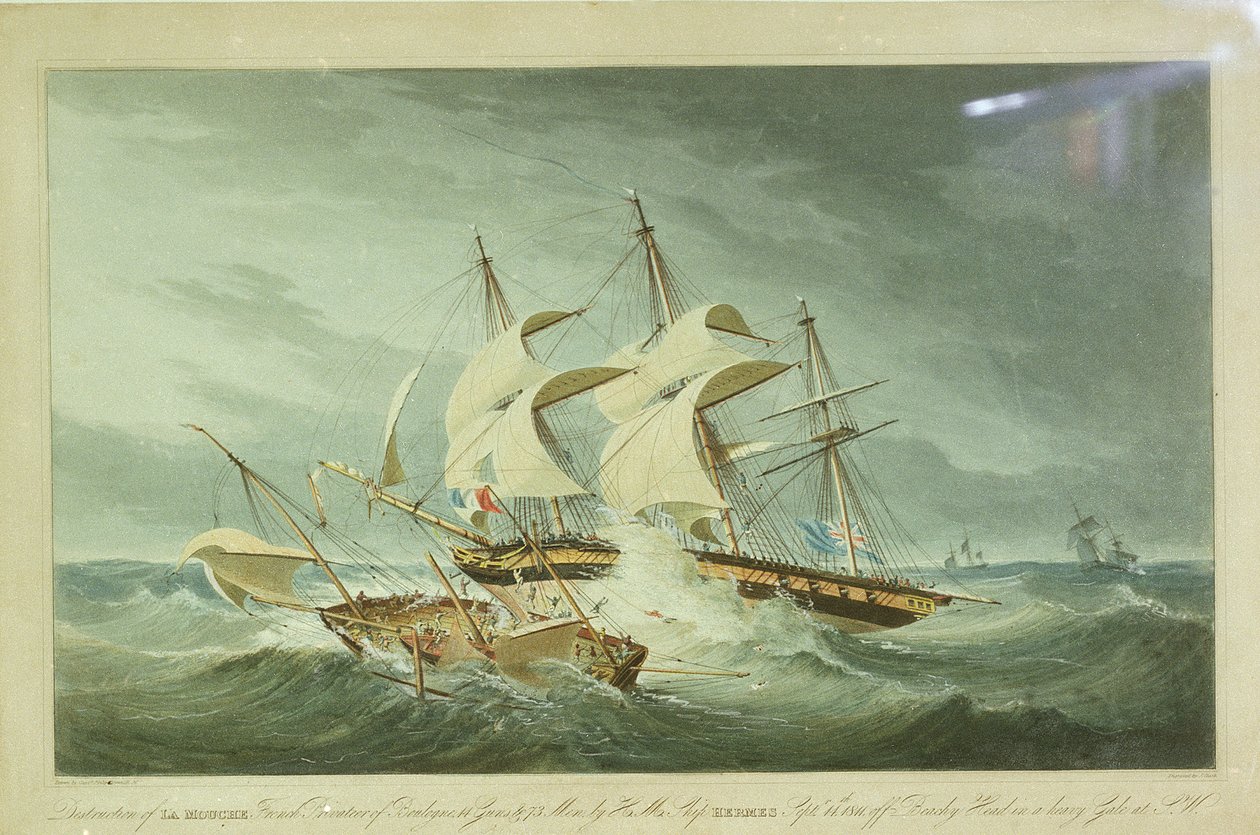 A "La Mouch" elpusztítása a HMS "Hermes" által alkotó: I (after) Clark