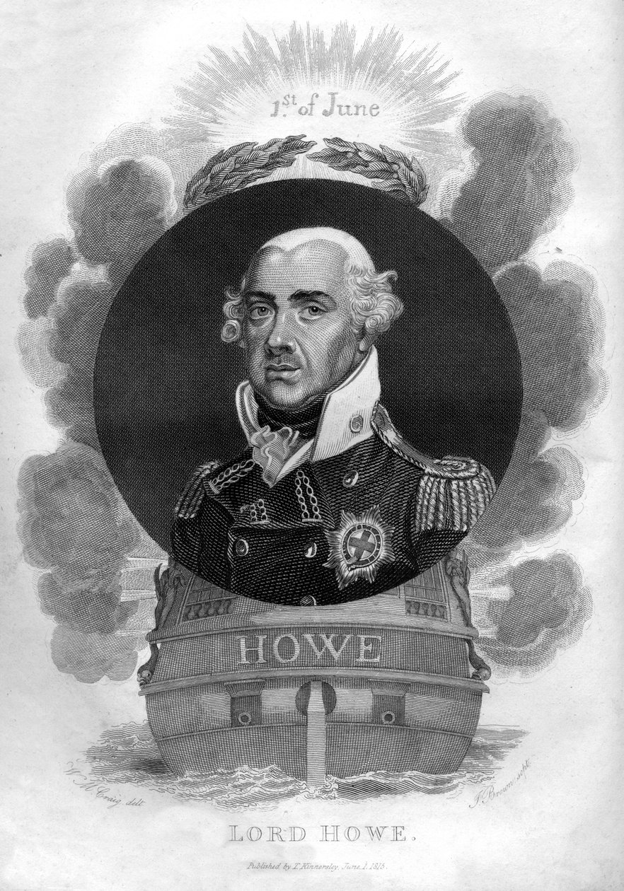 Richard Howe tengernagy, 1. gróf Howe, 1726-1799, angol admirális, 1816. alkotó: I. Brown