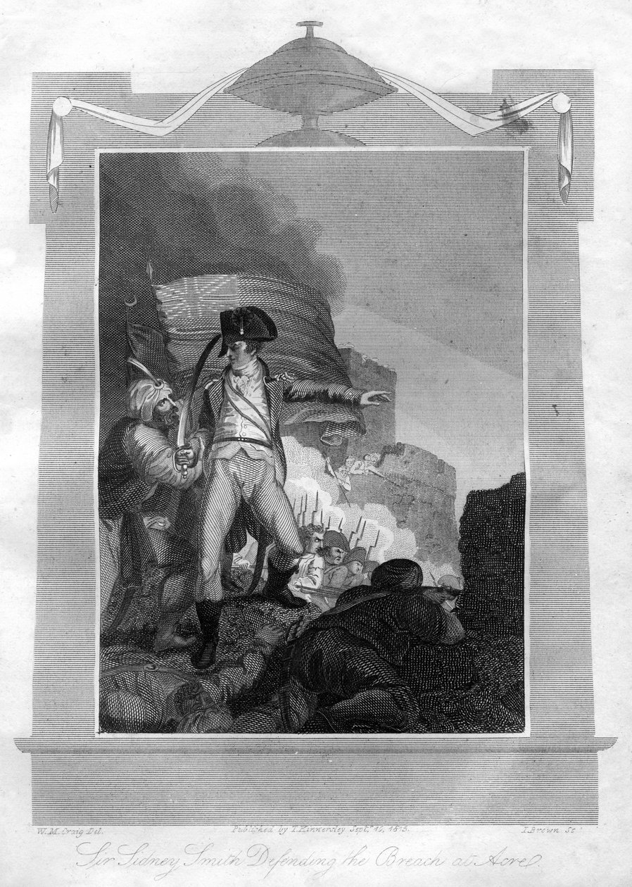 Sir Sydney Smith 1764-1840, védte az 1816-os acre-i törést. alkotó: I. Brown