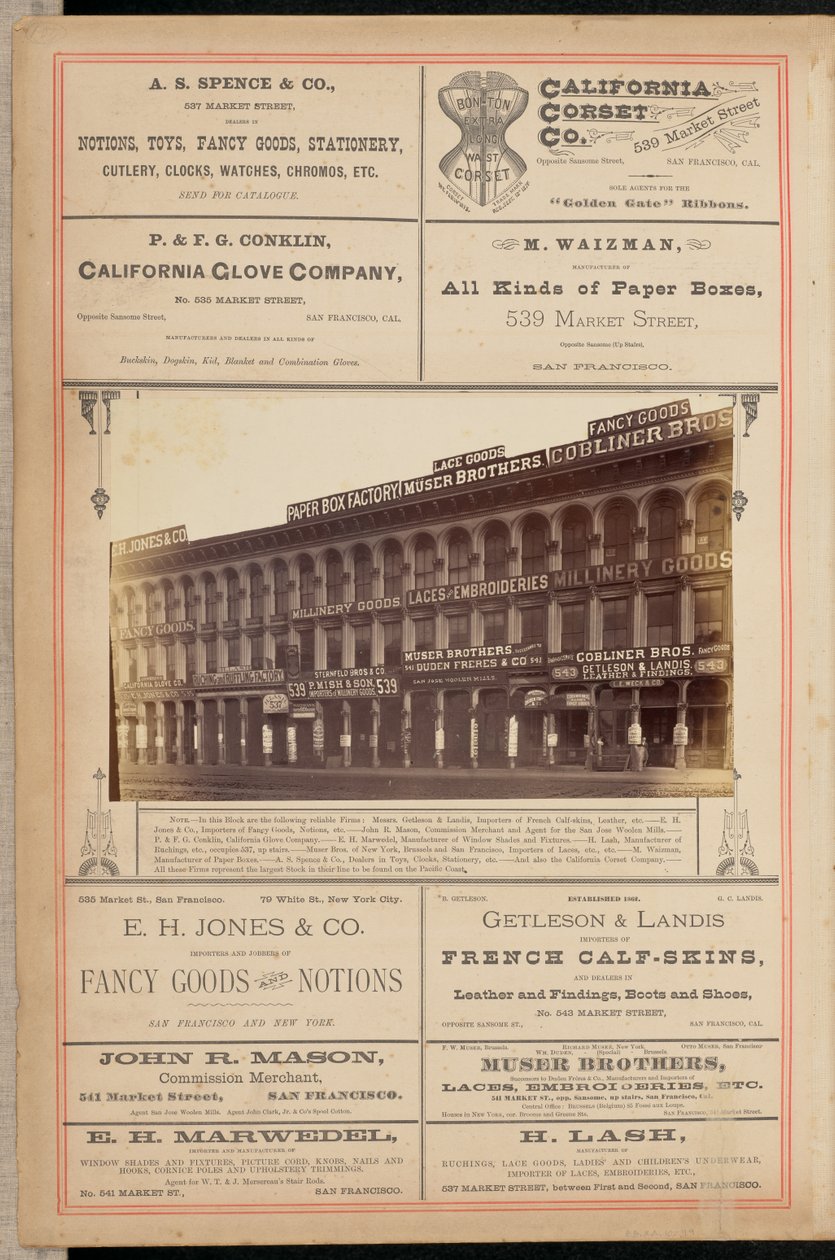 [Épület a Market Street-en, San Francisco] alkotó: I. W. Taber