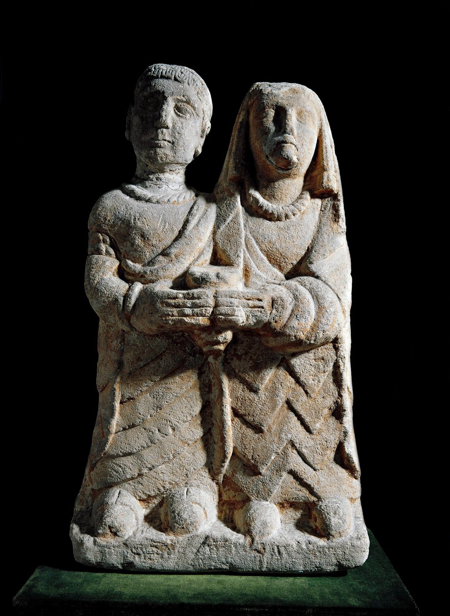 Ibériai művészet: felajánló pár szobra. Szobor Albacete-ből, Cerro de los Santosból, Spanyolország. Kr.e. 4-2. század Madrid, Museo Arqueologico Nacional alkotó: Iberian