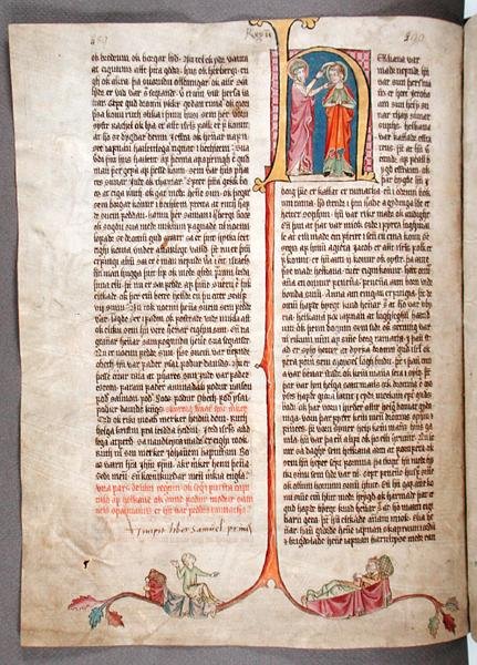 A Sámuel könyve elején található „H” kezdőbetű, a „Stjorn” („kormányzás”) szóból (vellum) alkotó: Icelandic School