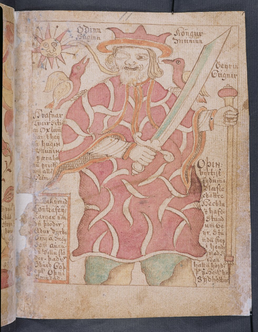 Odin, a Melsteds Eddától (toll, tinta és WC papíron) alkotó: Icelandic School
